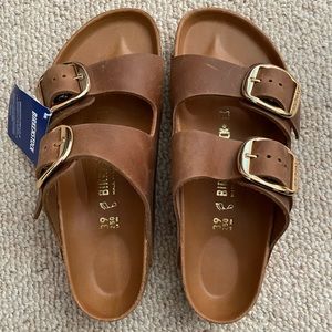 Birkenstock 39 Big Buckle Cognac